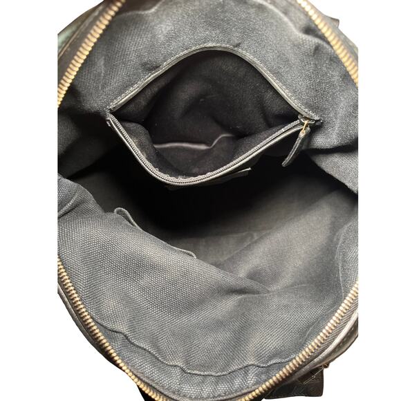 Vintage Yves Saint Laurent Rive Gauche Muse Tote Black Canvas Leather Italy - Picture 11 of 16